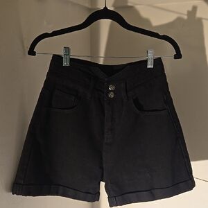 Black Women's High Waisted Jean Shorts